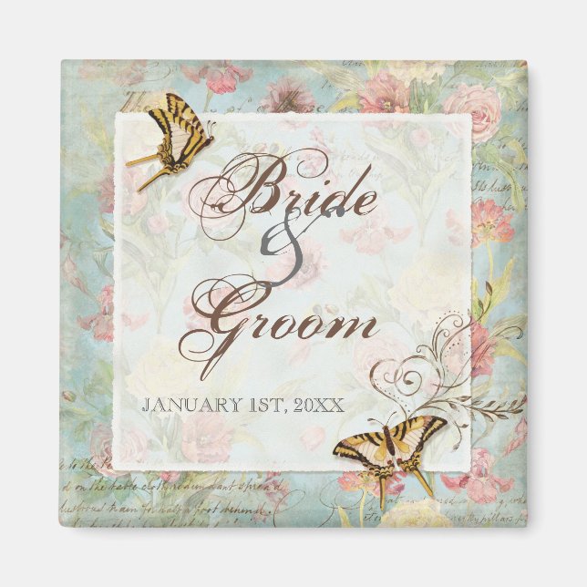 Íman Casamento das Flores Florais Les Fleurs Peony Rosa (Frente)