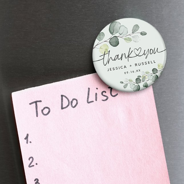 Íman Casamento de Agradecimento de Eucalipto Elegante (Elegant Eucalyptus Thank You Wedding Magnet)