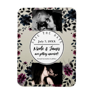 Íman Casamento de Amêndoa Floral Azul-Borgonha Inky