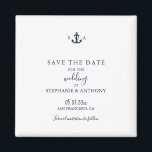 Íman Casamento de Âncora Azul Marinho Náutico Monograma<br><div class="desc">Faça seu grande dia inesquecível com esta Imã salve a data de Âncora Azul do Marinho Náutico Monograma. Com um fundo branco minimalista, texto azul marinho e um monograma de âncora de eterno com as iniciais do casal, este ímã combina estilo litorâneo limpo com funcionalidade diária. Perfeito para casamentos de...</div>