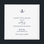 Íman Casamento de Âncora Azul Marinho Náutico Monograma<br><div class="desc">Faça seu grande dia inesquecível com esta Imã salve a data de Âncora Azul do Marinho Náutico Monograma. Com um fundo branco minimalista, texto azul marinho e um monograma de âncora de eterno com as iniciais do casal, este ímã combina estilo litorâneo limpo com funcionalidade diária. Perfeito para casamentos de...</div>