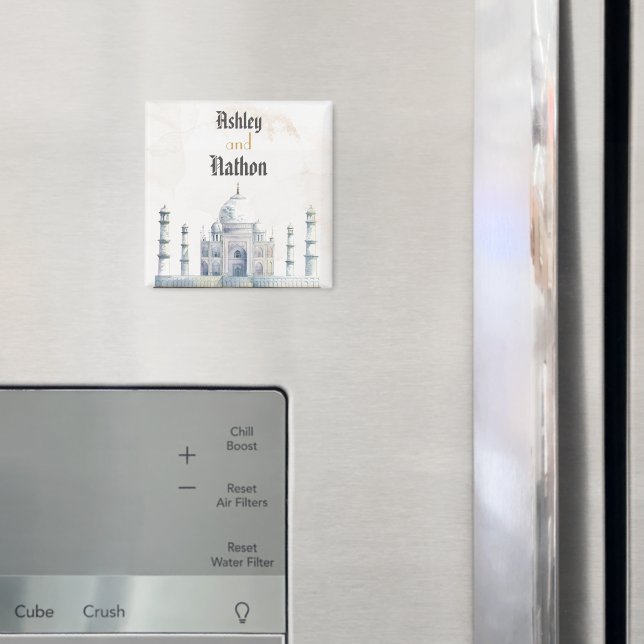 Íman Casamento de Aquarela Elegante Taj Mahal Typology (In Situ (Fridge))