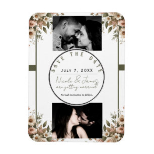 Íman Casamento de Canto Floral Verde Oliva e Branco Ele