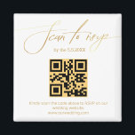 Íman casamento de código rsvp qr de letra de ouro elega<br><div class="desc">escrita manual moderna minimalista do ouro rsvp qr code imã de casamento</div>