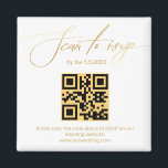 Íman casamento de código rsvp qr de letra de ouro elega<br><div class="desc">escrita manual moderna minimalista do ouro rsvp qr code imã de casamento</div>
