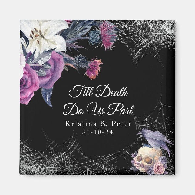 Íman Casamento de Crânio Gótico Roxo-Roxo-Elegante (Frente)