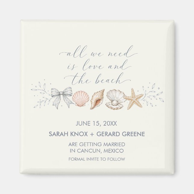 Íman Casamento de Destino na Praia - Salve a Data  (Frente)