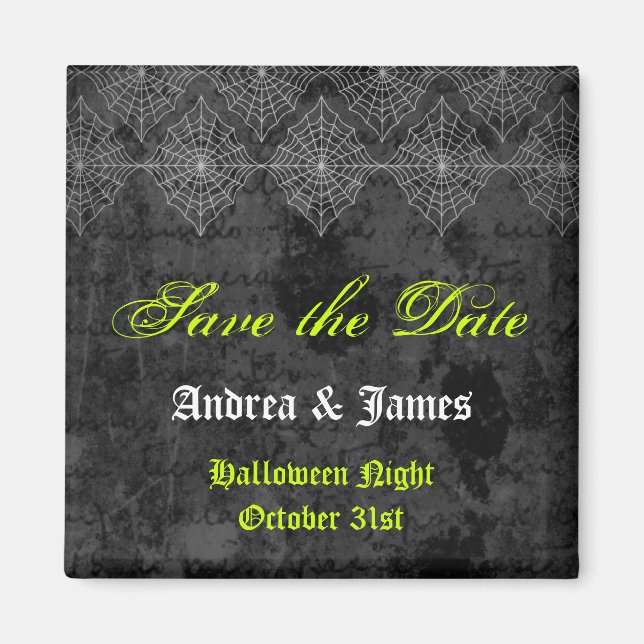 Íman Casamento de Eerie Halloween Salve o ímã de data (Frente)