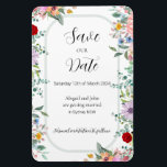 Íman Casamento de flor selvagem Salvar a data<br><div class="desc">Faça uma impressão duradoura com a Imã salve a data da Coleção de Casamentos de Abigail Wildflower, uma maneira prática e bonita de anunciar o seu dia de casamento. Apresentando ilustrações vibrantes de flor silvestre da Coleção de Casamentos Abigail, este ímã é uma encantadora manutenção que os convidados podem exibir...</div>