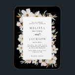 Íman Casamento De Flores De Névoa, Blush, Black Waterco<br><div class="desc">Flores de Creme e Blush Watercolor Casadas no escuro</div>