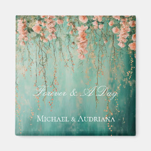 Íman Casamento de Flores de Pêssego com Beijo de Azul T