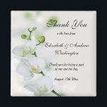 Íman Casamento de Flores Orquídeas<br><div class="desc">Belo casamento romântico e floral Obrigado Magnet com uma imagem impressa de flores de orquídeas brancas em uma cinza bonito/fundo branco. Bonito classe e sofisticada design para Casamentos. Todo texto é totalmente personalizável para atender às suas necessidades. Se você quiser ajudar a personalizar, ou quiser fazer a correspondência de produtos,...</div>