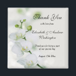 Íman Casamento de Flores Orquídeas<br><div class="desc">Belo casamento romântico e floral Obrigado Magnet com uma imagem impressa de flores de orquídeas brancas em uma cinza bonito/fundo branco. Bonito classe e sofisticada design para Casamentos. Todo texto é totalmente personalizável para atender às suas necessidades. Se você quiser ajudar a personalizar, ou quiser fazer a correspondência de produtos,...</div>