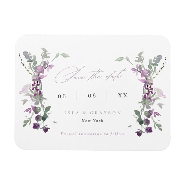 Íman Casamento de Flores Selvagens do Elegante Lilac Sa (Horizontal)