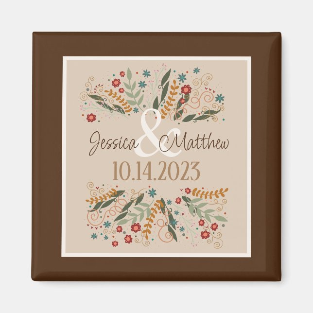 Íman Casamento de Flores Silvestres Moderno Elegante In (Frente)