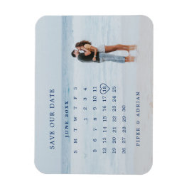 Íman Casamento de Foto de Calendário Simples Salvar a D