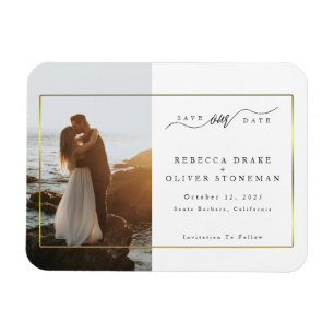 Íman Casamento de Foto de Quadro Dourado Elegante Salve