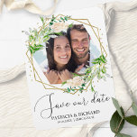 Íman Casamento de Foto Elegante Greenery Salve a Data<br><div class="desc">Casamento de Foto em Verde Elegante Salve o ímã de Data</div>