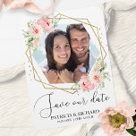 Íman Casamento de Foto Floral do Elegante Blush Salve a<br><div class="desc">Casamento de Foto Floral do Elegante Blush Salve o ímã de Data</div>
