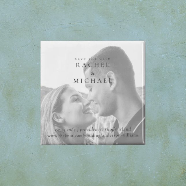 Íman Casamento de Foto Preto e Branco Salvar a Data (Criador carregado)