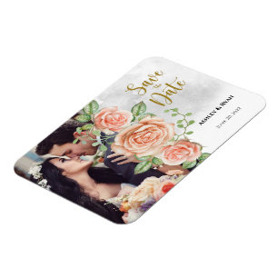 Íman Casamento de Foto Rosa Esmagado Salve a Data