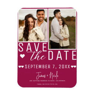Íman Casamento de Foto Save the Date 2 de Framboesa Mod