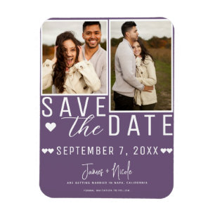 Íman Casamento de Foto Save the Date 2 Roxo Ameixa Mode