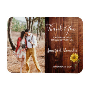 Íman Casamento de fotografias de girassol de madeira ru
