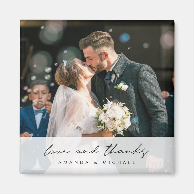 Íman Casamento de Fotografias Personalizado Obrigado Ma (Frente)