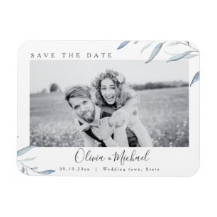 Íman Casamento de fotos azul-verde Dusty salve a data