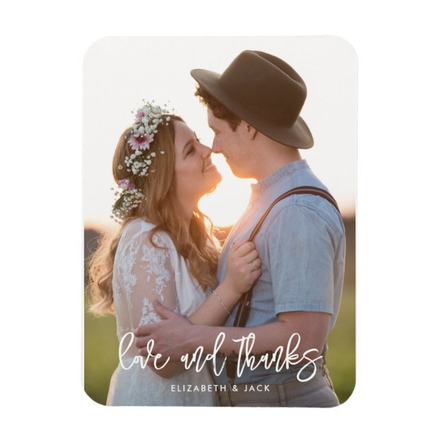 Íman Casamento de Fotos e Obrigados de Script Elegante (Vertical)