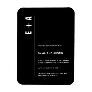 Íman Casamento de Iniciais Minimalistas Simples Moderno