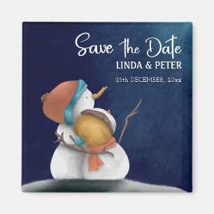 Íman Casamento de Inverno de Casal de Boneco de Neve Sa