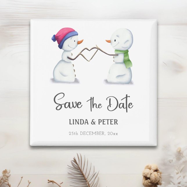 Íman Casamento de Inverno do Boneco de Neve Save the Da (Criador carregado)