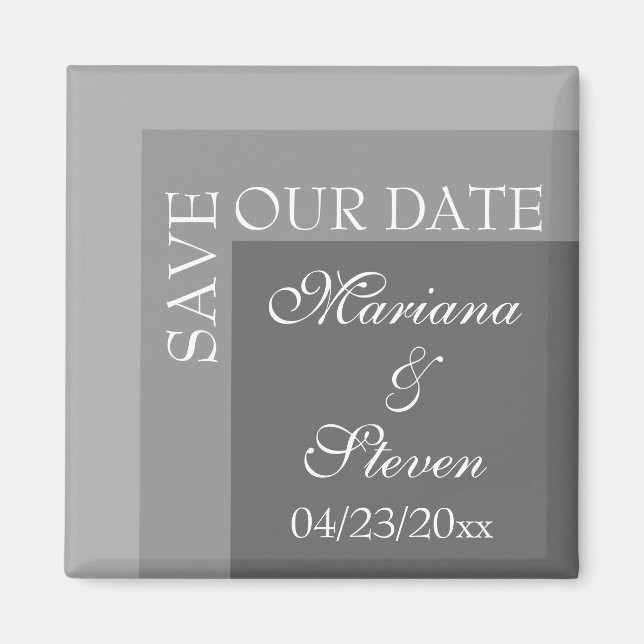 Íman Casamento de Letra Chic Moderno Simples Cinza (Frente)