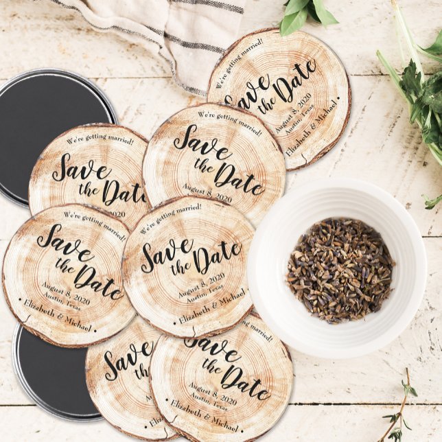 Íman Casamento de madeira russa Salvar a data Personali (Criador carregado)