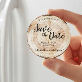Íman Casamento de madeira rústica Salve a data Personal
