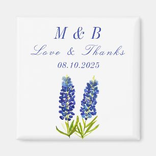 Íman Casamento de Monograma Floral de Bluebonnets Obrig