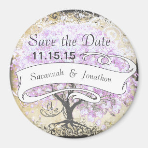 Íman Casamento de Pássaro Vintage da Árvore de Lavanda 