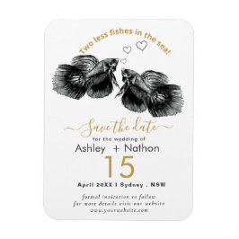 Íman Casamento de Peixes Dourados Elegante Preto