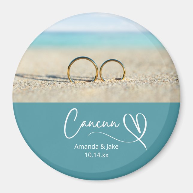 Íman Casamento de Praia Personalizado em Cancun (Frente)