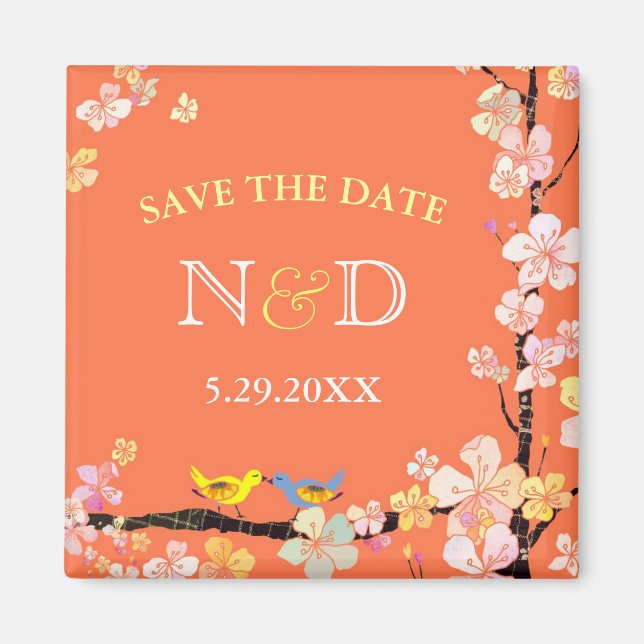 Íman Casamento de primavera Pássaros no Quintal Salve a (Frente)