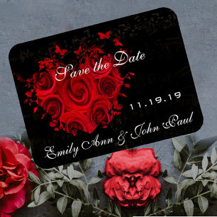 Íman Casamento de Red Roses e Corações com Ondas - Save