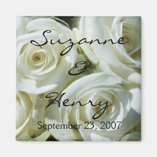 Íman Casamento de Rosas Brancas Personalizadas