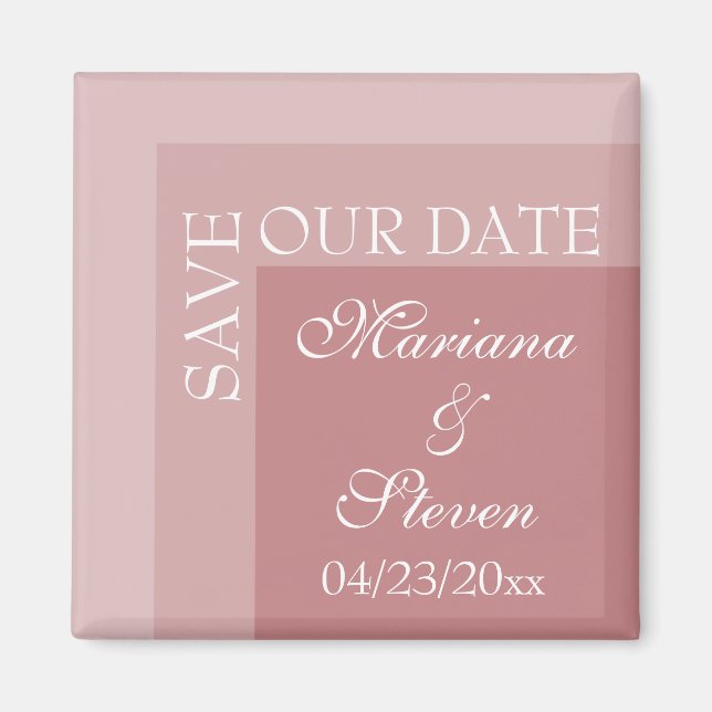 Íman Casamento de Script Chic Moderno Simples com Rosa  (Frente)