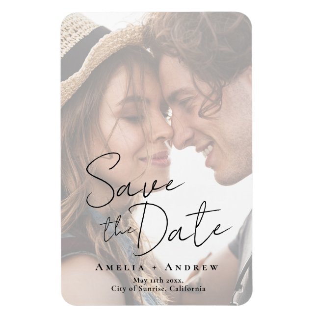 Íman Casamento de Script de Foto do Noivado Elegante (Vertical)