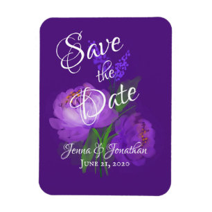 Íman Casamento de Script Floral Roxo Elegante Salve a D