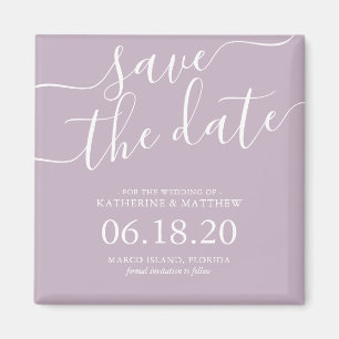 Íman Casamento de Script Roxo Moderno Salve a Data
