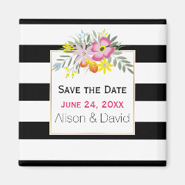 Íman Casamento de strips e flores cor-de-rosa Salvar Da