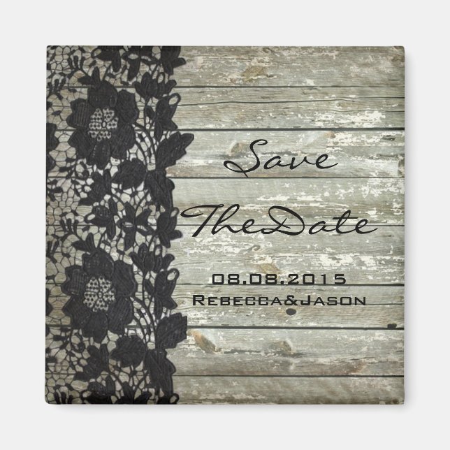 Íman Casamento de terra de renda elegante salvar data (Frente)
